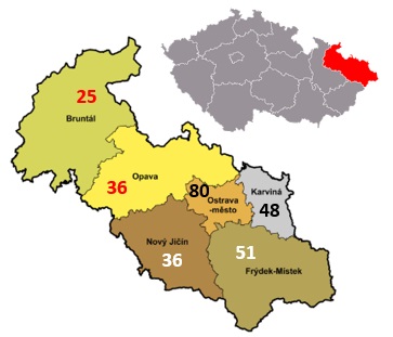 Obrázek 2 Oblast zkoumání, hodnocených restaurací počet restaurací, zdroj: https:/ /www.czso.cz/csu/xt/okresy